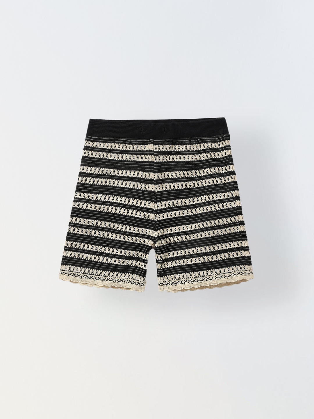 Girls Black & White Crochet Long Sleeve Co-Ord Set For Girls