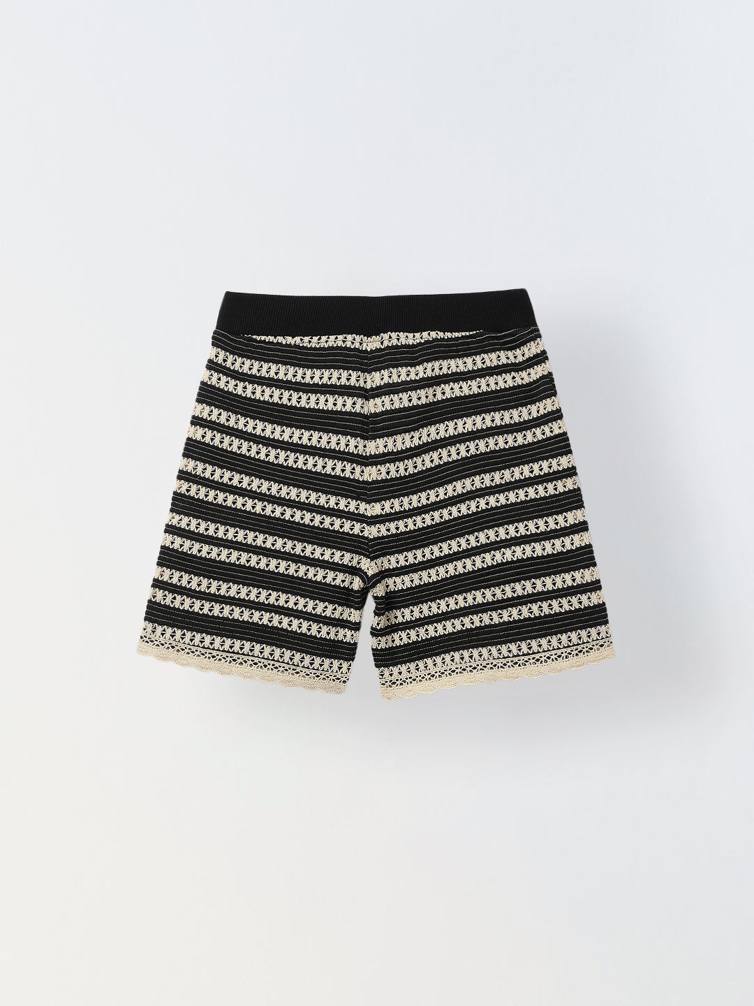 Girls Black & White Crochet Long Sleeve Co-Ord Set For Girls