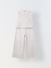 Girls White Crochet Sleeveless Co-Ord Set