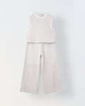 Girls White Crochet Sleeveless Co-Ord Set