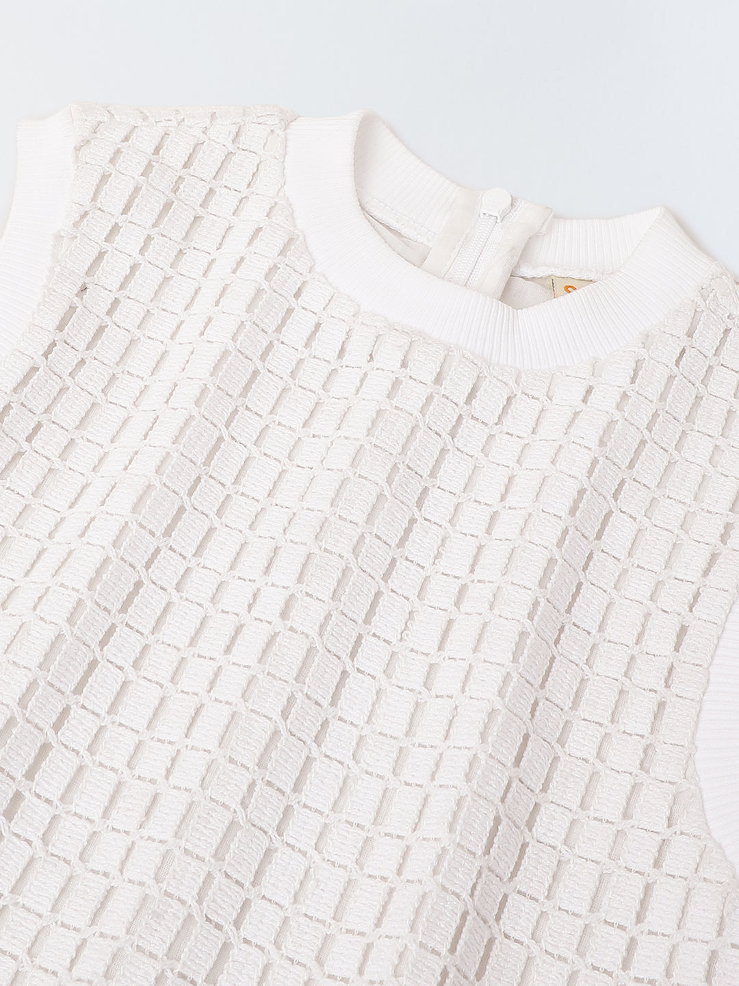 Girls White Crochet Sleeveless Co-Ord Set