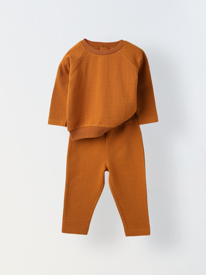 Mustard Waffle-Knit Co-Ord Set