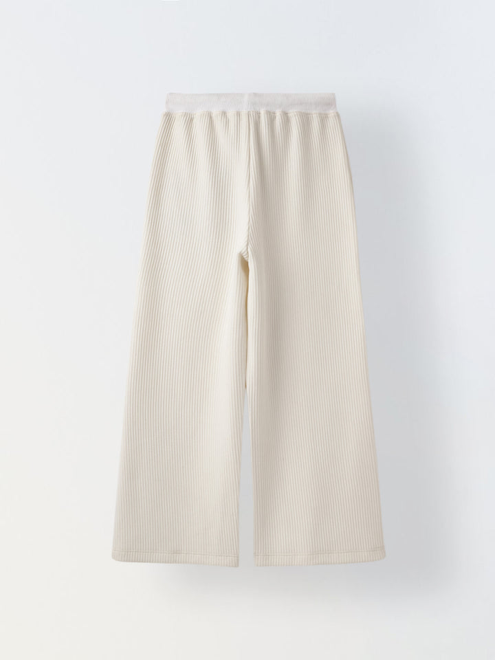 White Cotton Crochet Patch Lounge Pants – Girls