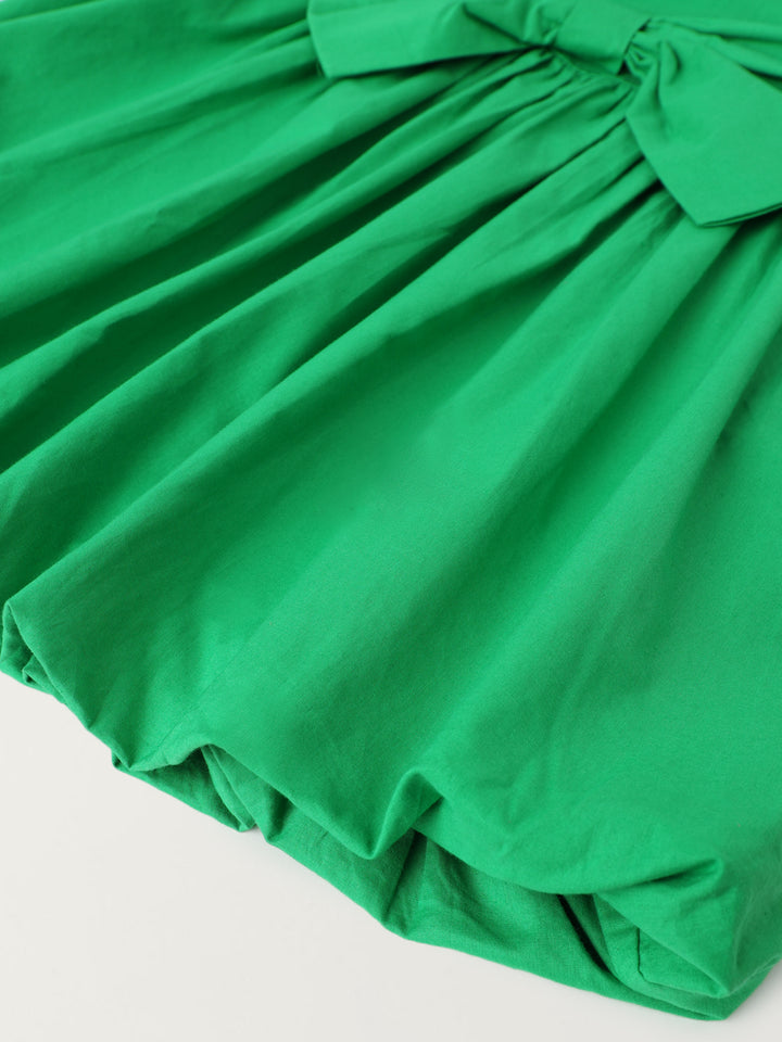 Radiant Green Bow-Front A-line Dress