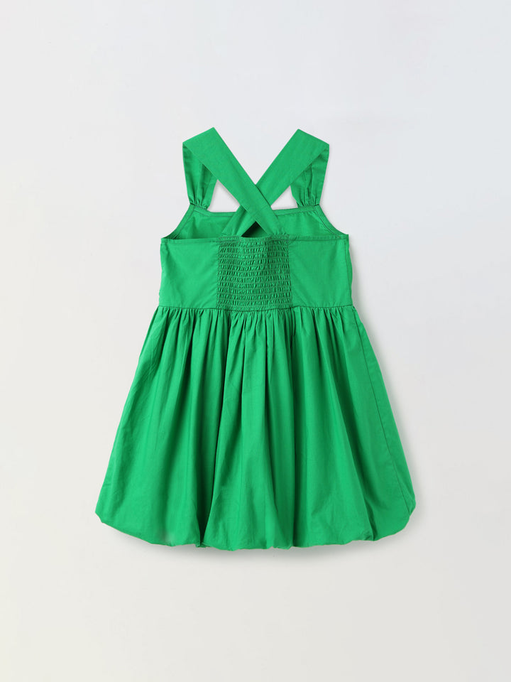 Radiant Green Bow-Front A-line Dress