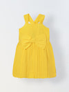 Spunkies Yellow Girls Smocked Square Neck Sleeveless A-Line Dress