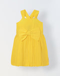 Spunkies Yellow Girls Smocked Square Neck Sleeveless A-Line Dress
