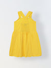 Spunkies Yellow Girls Smocked Square Neck Sleeveless A-Line Dress