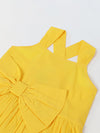 Spunkies Yellow Girls Smocked Square Neck Sleeveless A-Line Dress