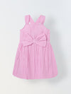 Spunkies Pink Girls Smocked Square Neck Sleeveless A-Line Dress