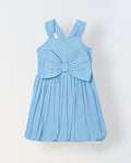 Spunkies Blue Girls Smocked Square Neck Sleeveless A-Line Dress