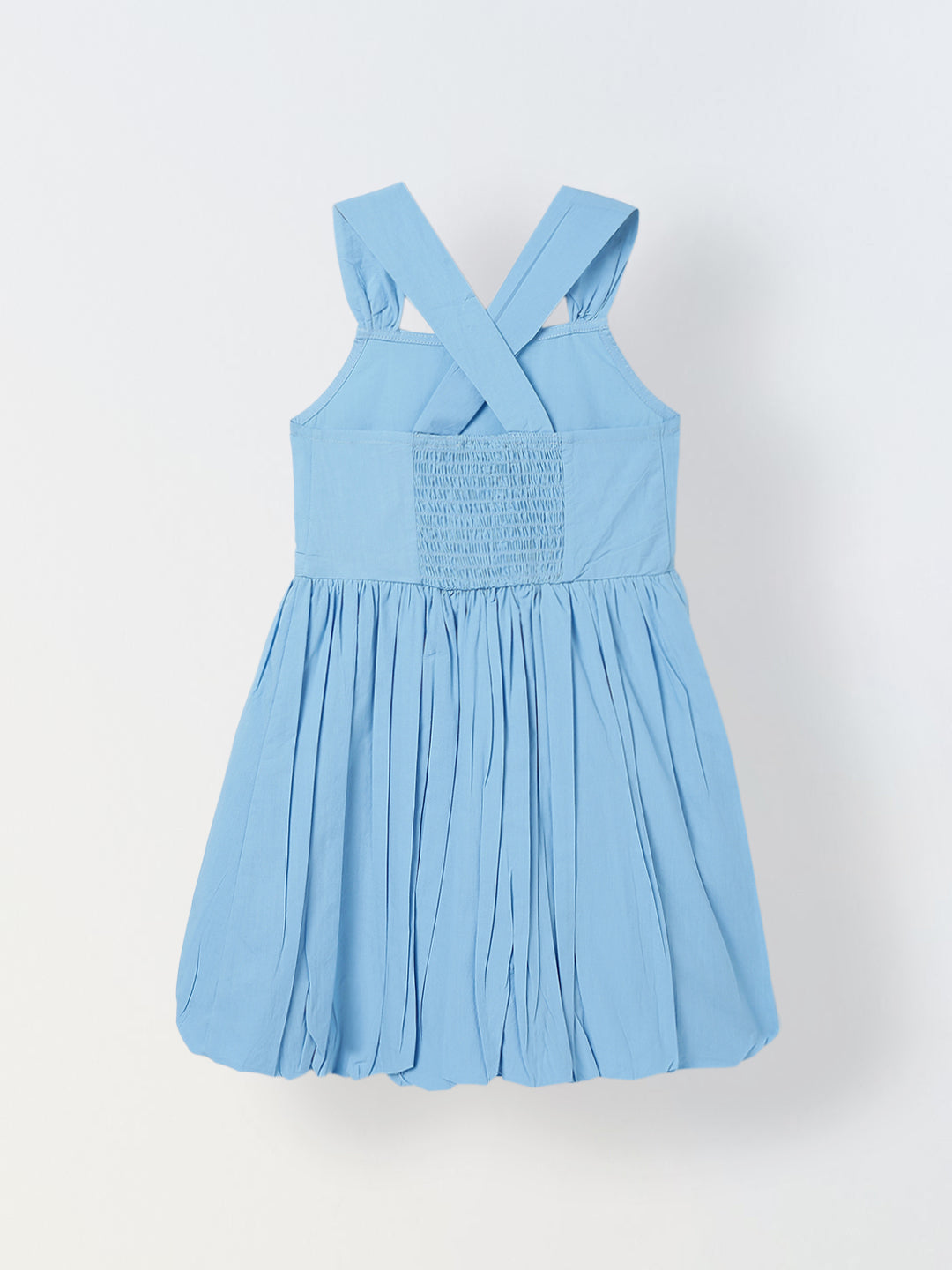 Spunkies Blue Girls Smocked Square Neck Sleeveless A-Line Dress