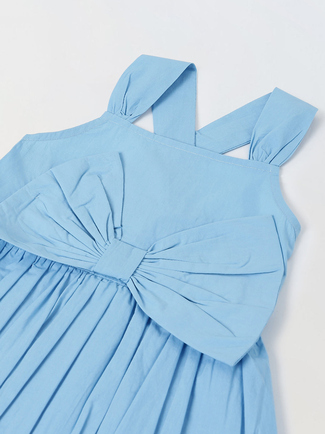 Spunkies Blue Girls Smocked Square Neck Sleeveless A-Line Dress