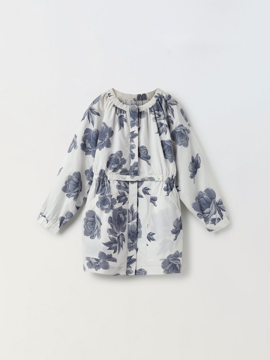 Elegant Floral Print Long-Sleeve Dress-Girls