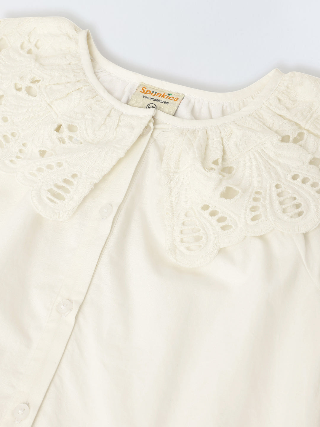 White Eyelet Lace Ruffle Dress-Girls.