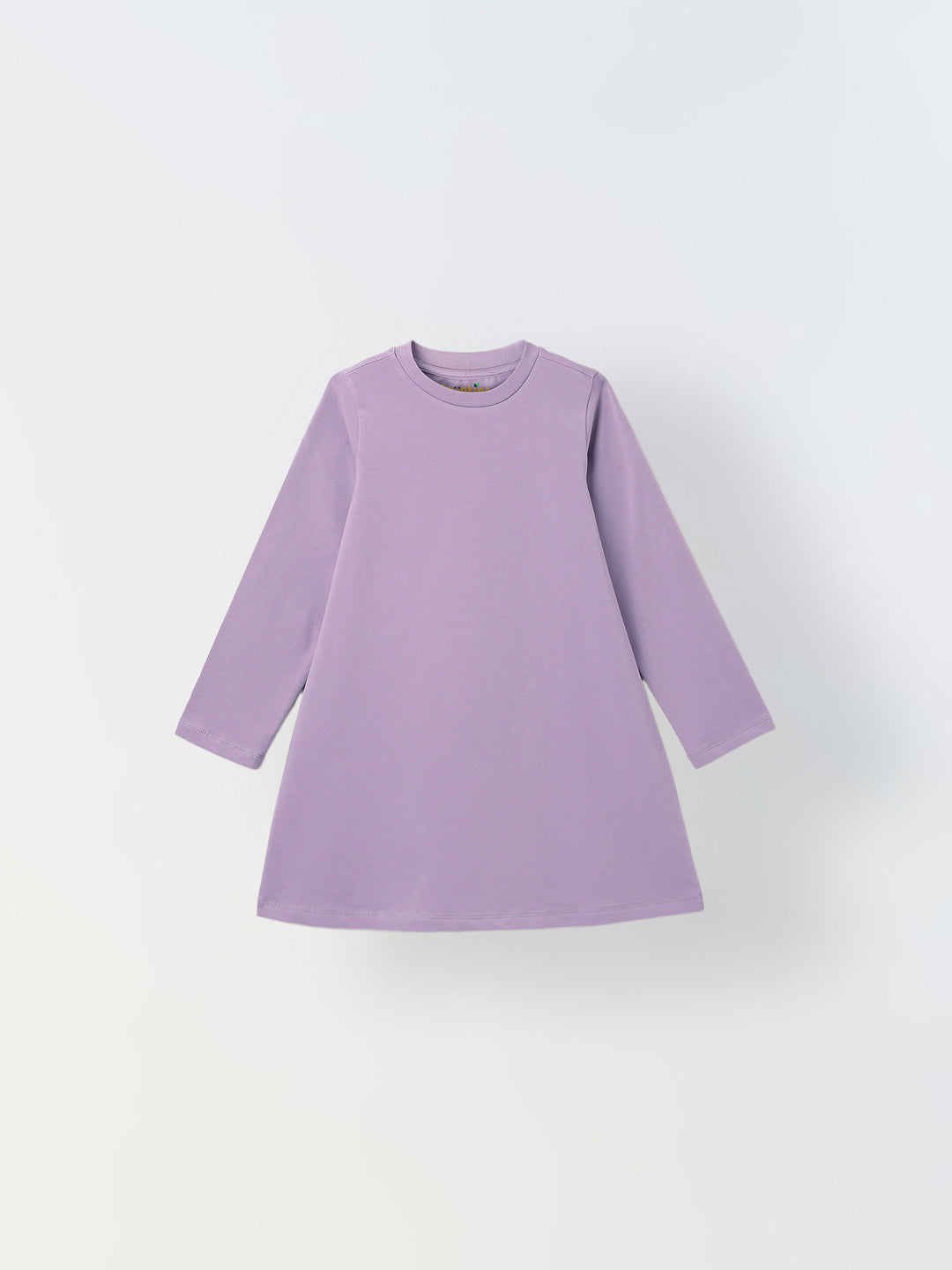 Spunkies Purple Girls Solid Round Long Sleeves A-Line Dress