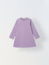 Spunkies Purple Girls Solid Round Long Sleeves A-Line Dress