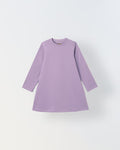 Spunkies Purple Girls Solid Round Long Sleeves A-Line Dress