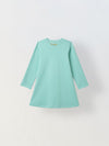 Spunkies Light Green Girls Solid Round Long Sleeves A-Line Dress