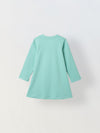 Spunkies Light Green Girls Solid Round Long Sleeves A-Line Dress