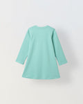 Spunkies Light Green Girls Solid Round Long Sleeves A-Line Dress