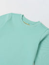 Spunkies Light Green Girls Solid Round Long Sleeves A-Line Dress