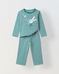 Girls Green Striped T-shirt with Pyjamas Set