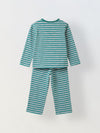 Girls Green Striped T-shirt with Pyjamas Set