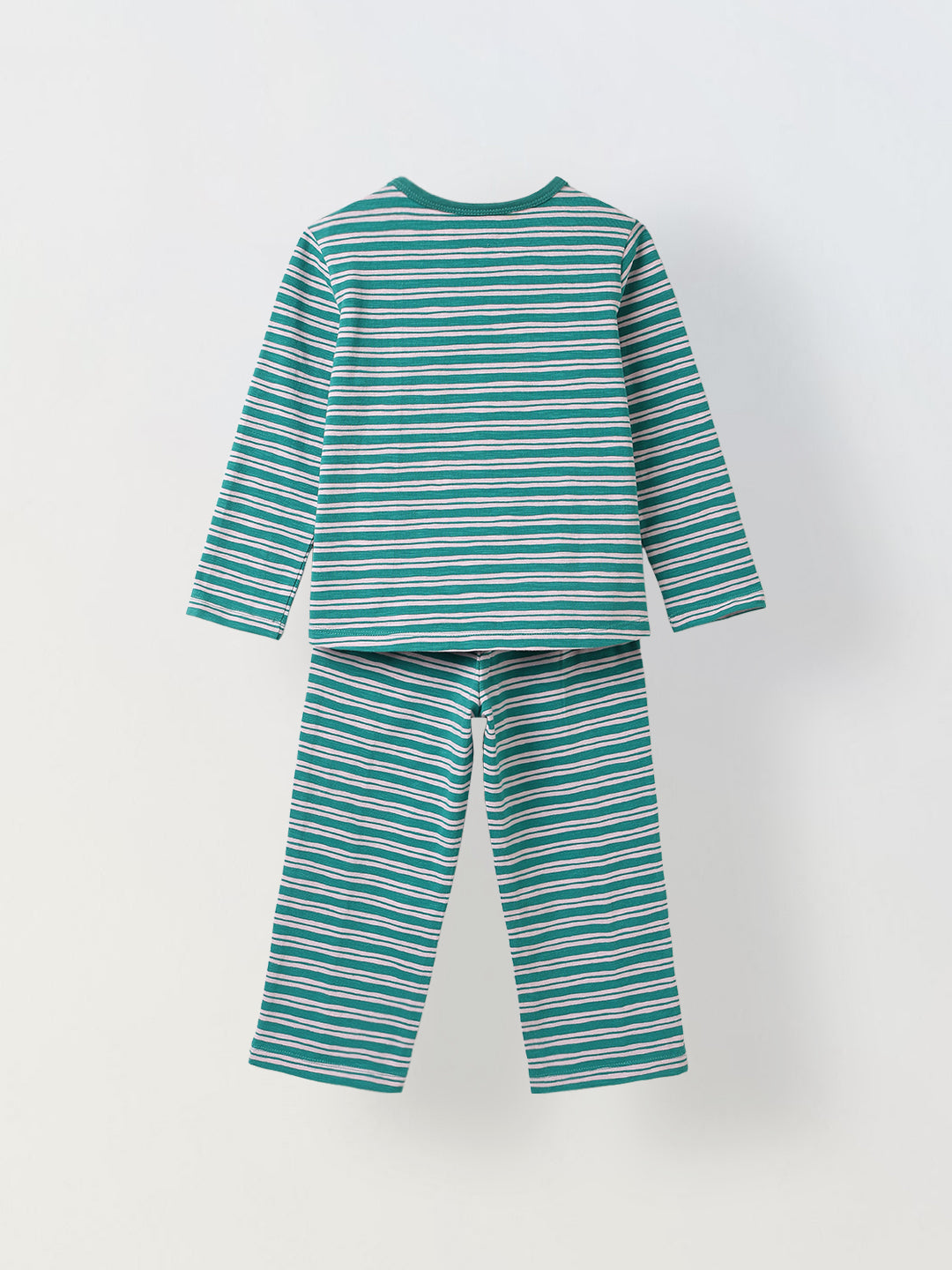 Girls Green Striped T-shirt with Pyjamas Set