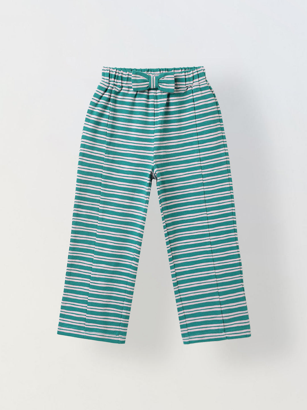 Girls Green Striped T-shirt with Pyjamas Set
