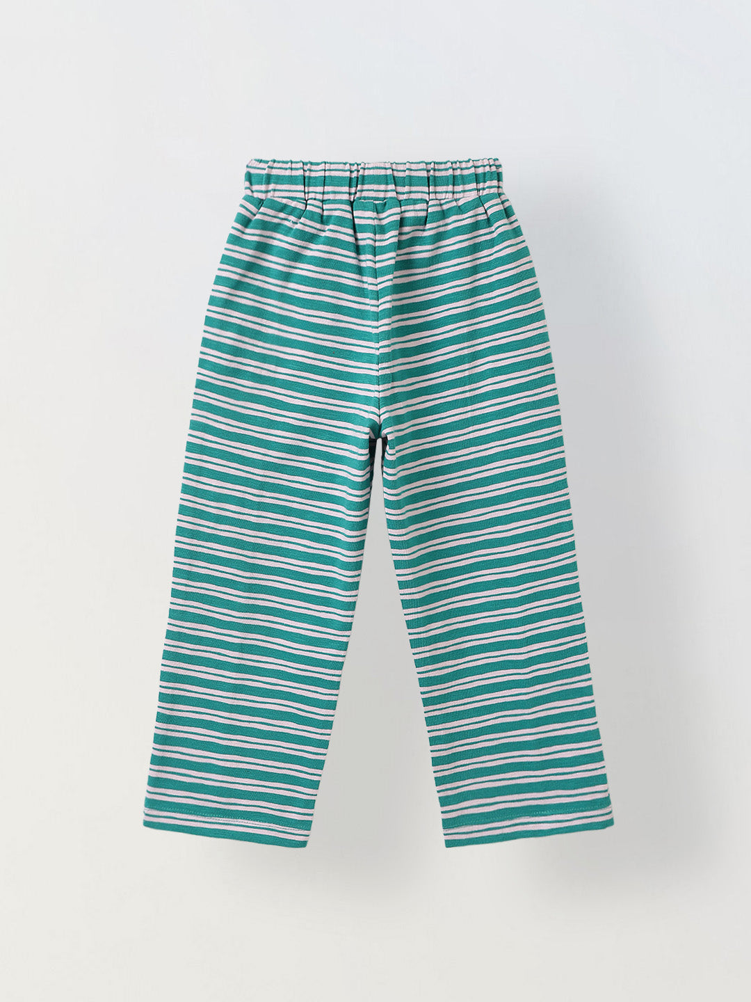 Girls Green Striped T-shirt with Pyjamas Set