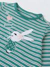 Girls Green Striped T-shirt with Pyjamas Set