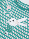 Girls Green Striped T-shirt with Pyjamas Set