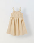 Spunkies Ecru Girls Smocked Lace Square Neck Sleeveless A-Line Dress