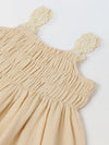 Spunkies Ecru Girls Smocked Lace Square Neck Sleeveless A-Line Dress