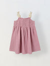 Spunkies Pink Girls Smocked Lace Square Neck Sleeveless A-Line Dress