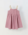 Spunkies Pink Girls Smocked Lace Square Neck Sleeveless A-Line Dress