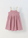 Spunkies Pink Girls Smocked Lace Square Neck Sleeveless A-Line Dress