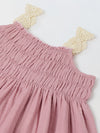 Spunkies Pink Girls Smocked Lace Square Neck Sleeveless A-Line Dress