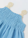 Spunkies Blue Girls Smocked Lace Square Neck Sleeveless A-Line Dress