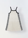 Spunkies Off White Girls Crochet Square Neck Sleeveless A-Line Dress