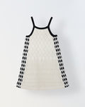 Spunkies Off White Girls Crochet Square Neck Sleeveless A-Line Dress