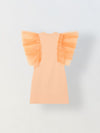 Spunkies Orange Girls Solid Round Neck Frilled Sleeves Shift Dress