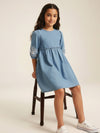 Girls Denim Embroidered Dress