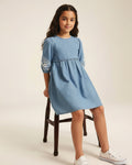 Girls Denim Embroidered Dress