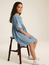 Girls Denim Embroidered Dress