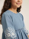 Girls Denim Embroidered Dress
