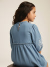 Girls Denim Embroidered Dress