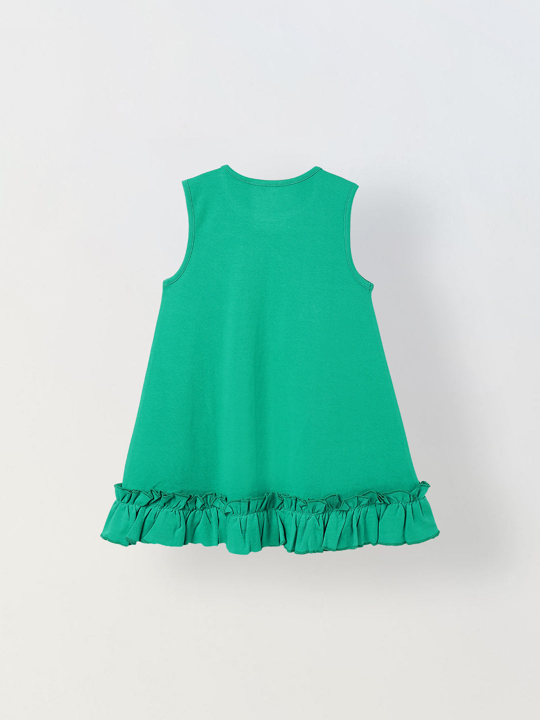 Spunkies Green Girls Crochet Floral Round Neck Sleeveless A-Line Dress