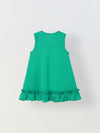 Spunkies Green Girls Crochet Floral Round Neck Sleeveless A-Line Dress